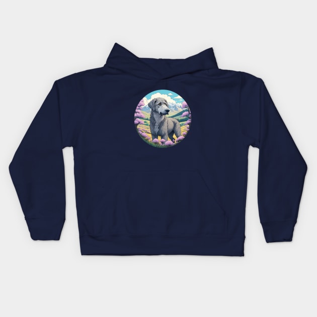 Irish Wolfhound Landscape Kids Hoodie by Pet And Petal